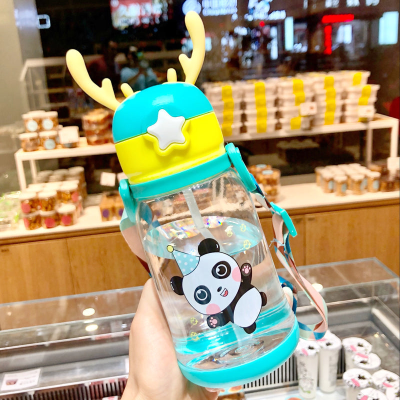 Large Capacity Cup Simple Children's Cute Kindergarten Primary School Stuffing Cup Convenient Plastic Cartoon Crossbody Strap
