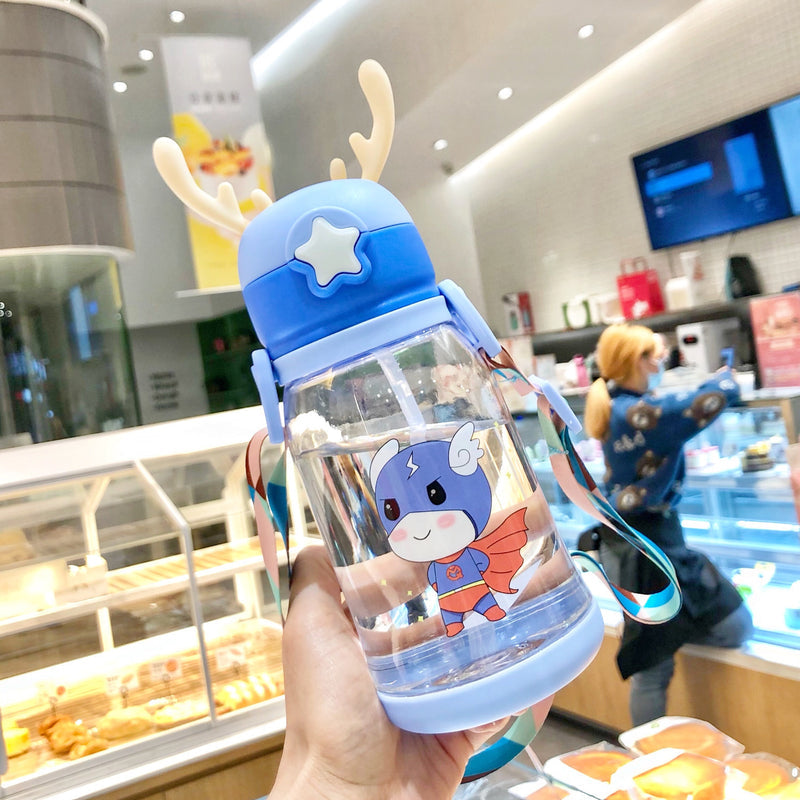 Large Capacity Cup Simple Children's Cute Kindergarten Primary School Stuffing Cup Convenient Plastic Cartoon Crossbody Strap