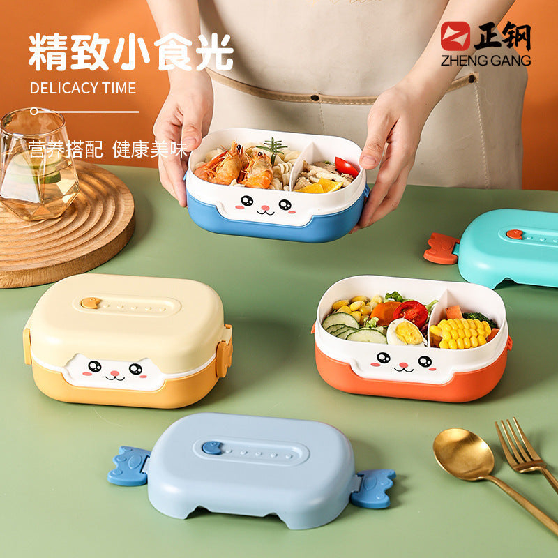 Children's PP Lunch Box with Tableware Lunch Box Microwave Bento Box Student Portable Lunch Box INS Compartment Lunch Box