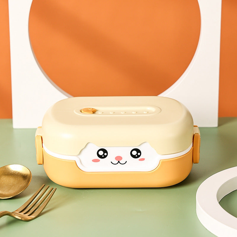 Children's PP Lunch Box with Tableware Lunch Box Microwave Bento Box Student Portable Lunch Box INS Compartment Lunch Box