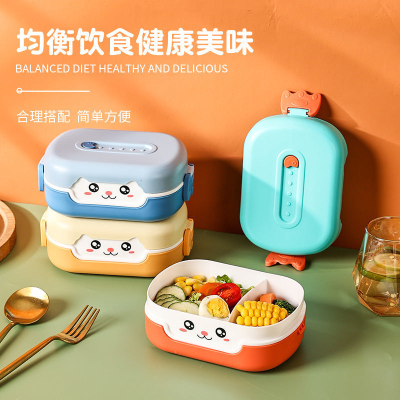 Children's PP Lunch Box with Tableware Lunch Box Microwave Bento Box Student Portable Lunch Box INS Compartment Lunch Box