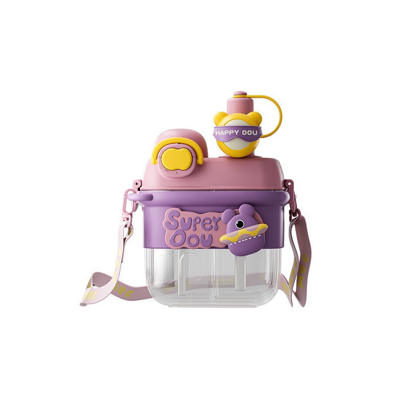 Children's Sippy Cup Large Capacity Two Warehouse Double Drinking Cup Female Student Summer High-Looking Plastic Cup Portable Water Cup Wholesale