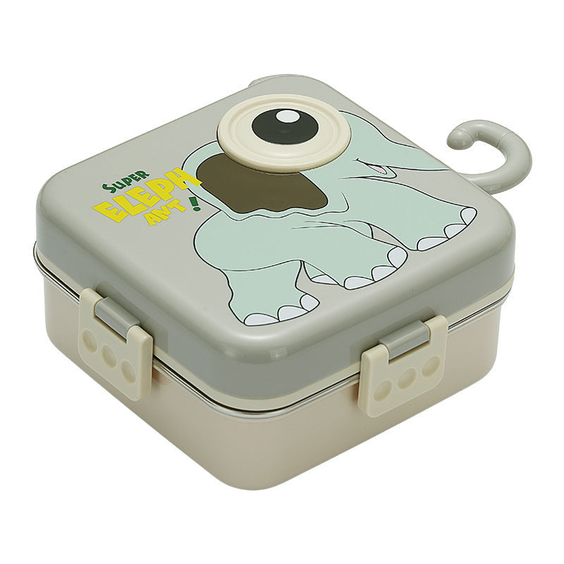 New 304 stainless steel lunch box cartoon three-compartment student lunch box primary school students double-compartment lunch box wholesale