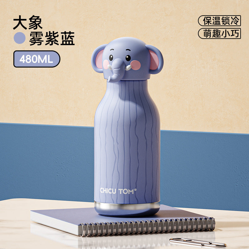 Women’s High-Beauty 2026 New Kids Water Bottle, Student School Animal Straw Cute, Portable Insulated Bottle