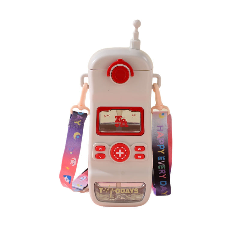 Big Brother Mobile Phone-Shaped Straw Water Cup for Boys, Creative Trendy Portable Anti-Fall Plastic Cup