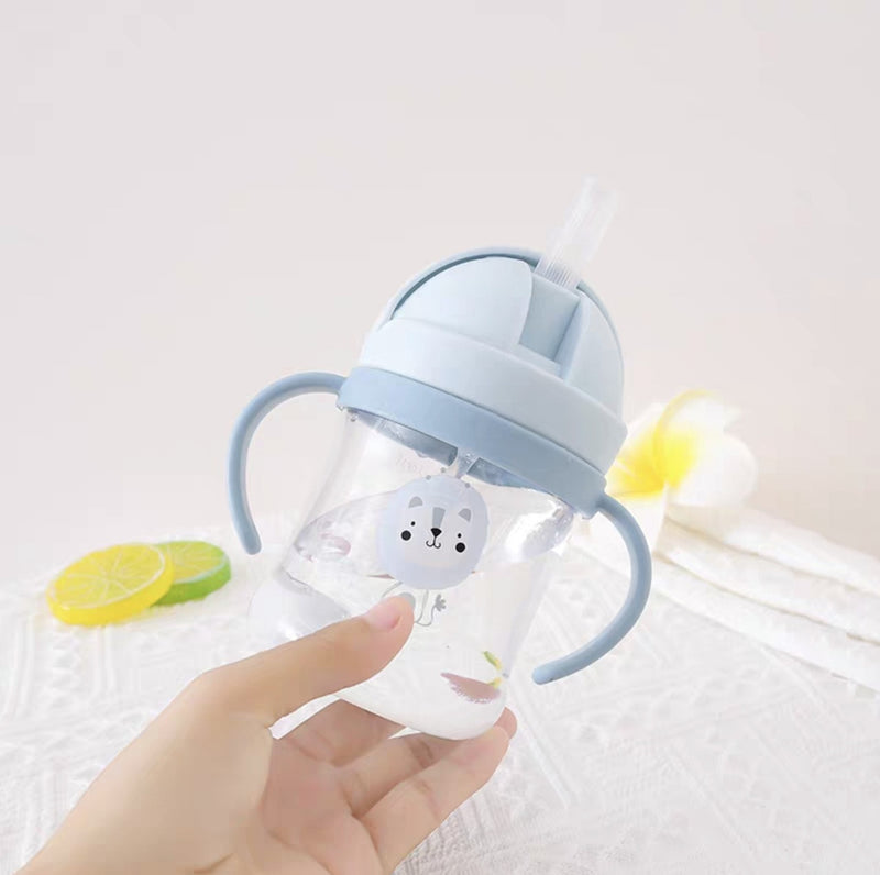 Children's Drinking Cup, Baby Anti-Choking Straw Cup, Baby Handle Water Bottle, Drop-Resistant Water Bottle, Portable Learning Drinking Cup