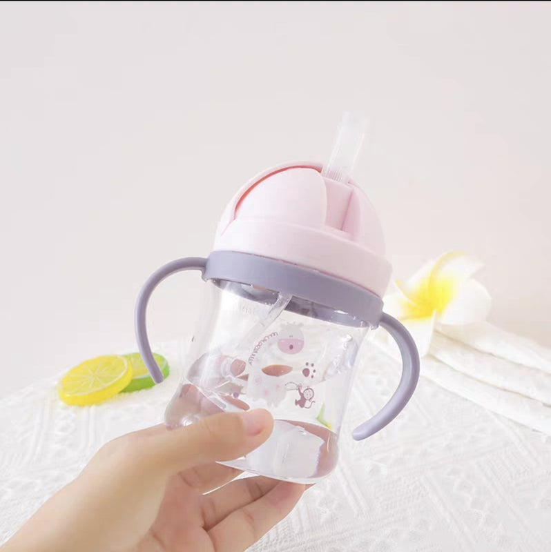 Children's Drinking Cup, Baby Anti-Choking Straw Cup, Baby Handle Water Bottle, Drop-Resistant Water Bottle, Portable Learning Drinking Cup