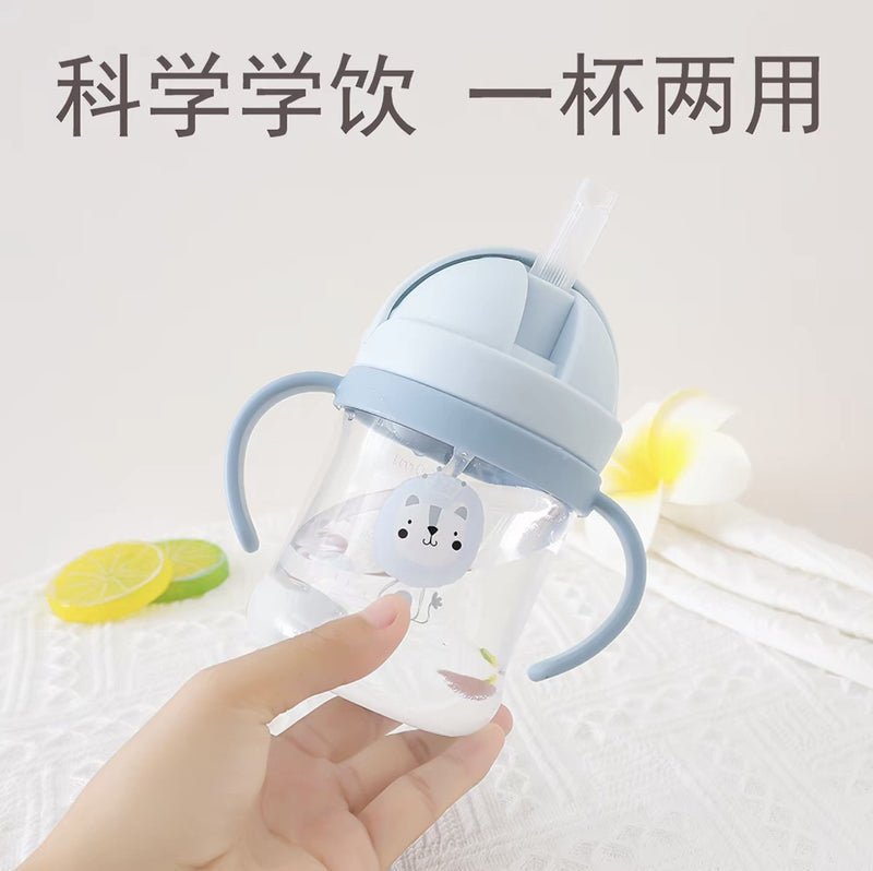 Children's Drinking Cup, Baby Anti-Choking Straw Cup, Baby Handle Water Bottle, Drop-Resistant Water Bottle, Portable Learning Drinking Cup