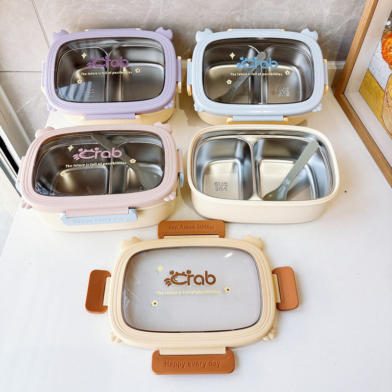 Cute 304 Stainless Steel Lunch Box, High-Looking and Stylish Tableware for Students and Office Workers, Portable Sealed Lunch Fruit Bento Box