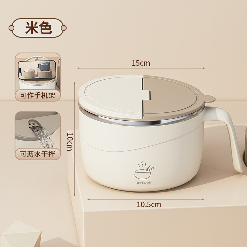 304 Stainless Steel Large-Capacity Instant Noodle Bowl with Drainable Water, Convenient Noodle Bowl with Lid, Student Rice Bowl, Office Worker Lunch Box