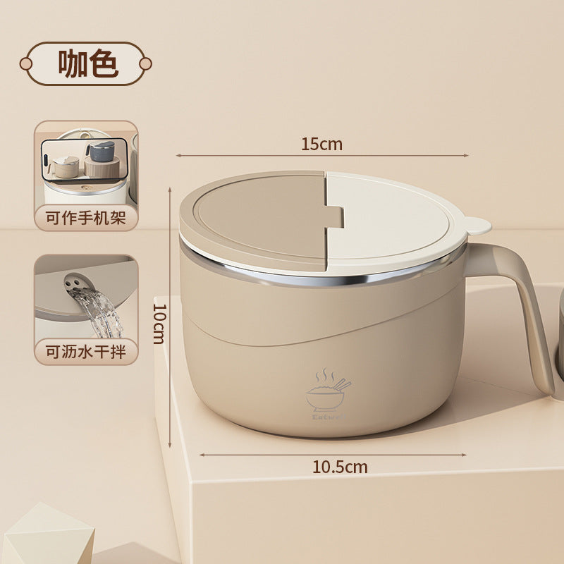 304 Stainless Steel Large-Capacity Instant Noodle Bowl with Drainable Water, Convenient Noodle Bowl with Lid, Student Rice Bowl, Office Worker Lunch Box
