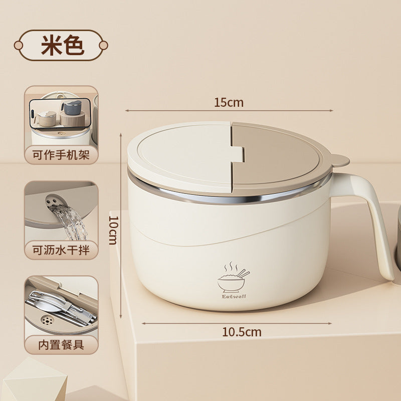 304 Stainless Steel Large-Capacity Instant Noodle Bowl with Drainable Water, Convenient Noodle Bowl with Lid, Student Rice Bowl, Office Worker Lunch Box