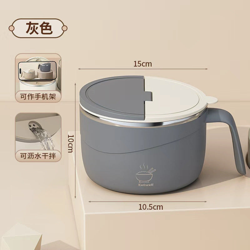 304 Stainless Steel Large-Capacity Instant Noodle Bowl with Drainable Water, Convenient Noodle Bowl with Lid, Student Rice Bowl, Office Worker Lunch Box