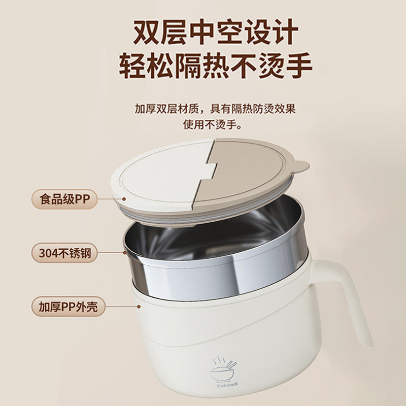304 Stainless Steel Large-Capacity Instant Noodle Bowl with Drainable Water, Convenient Noodle Bowl with Lid, Student Rice Bowl, Office Worker Lunch Box