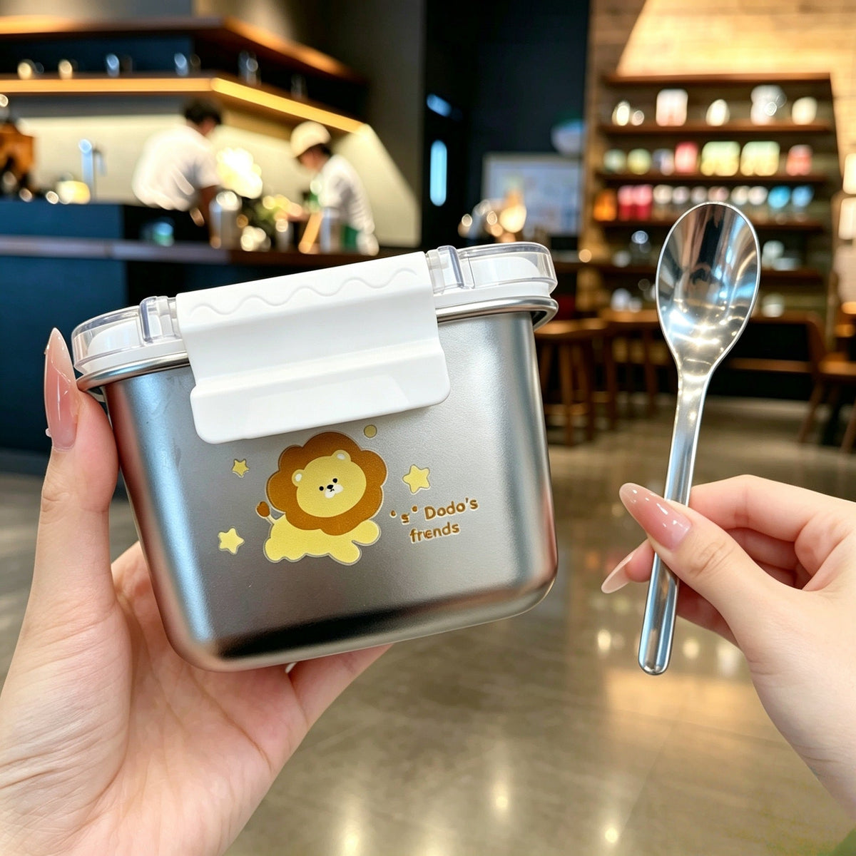 Mini Oatmeal Box 304 Stainless Steel Microwaveable Sealed Portable Fruit Ice Cream Lunch Box Ins