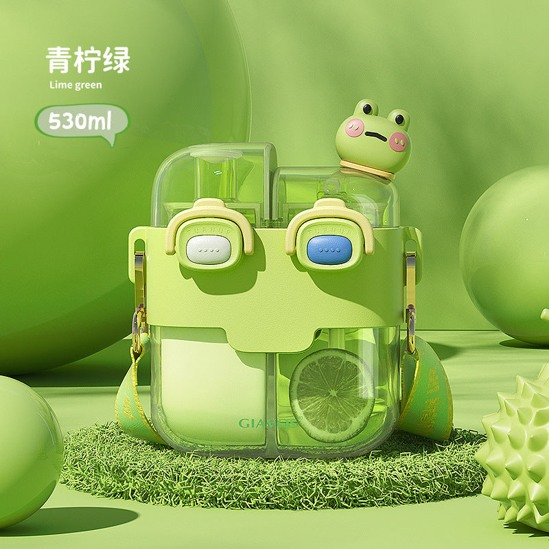 【Giavos】Children's Water Bottle, Large Capacity Summer Water Cup with Separate Compartments, Dual Drinking Cup, Sports Water Bottle, Trendy Water Bottle with Separate Compartments