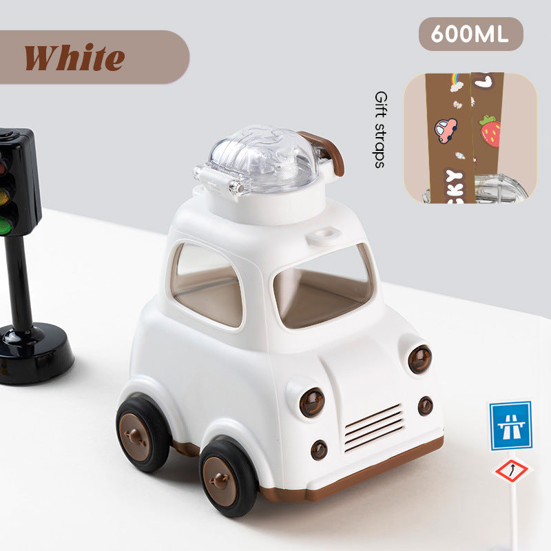 2025 New Baby Bus Car-Shaped Water Cup Cute Straw Cup Tritan Material Kidsren's Plastic Cup