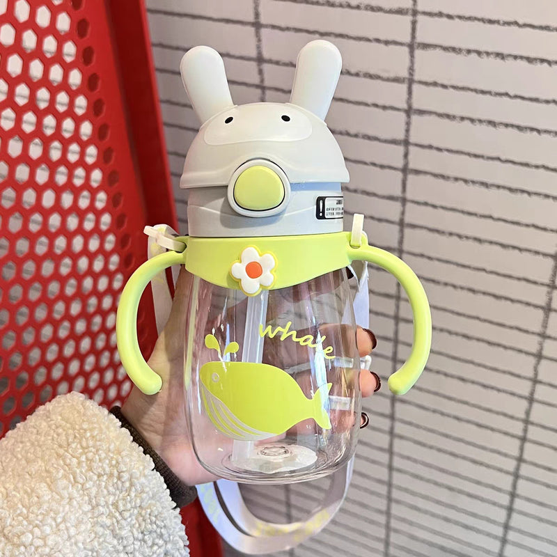Water Cup Children's New Learning and Drinking Suction Tube Cup with Scale Handle Cute Baby Drinking Water Bottle Kindergarten School Cup