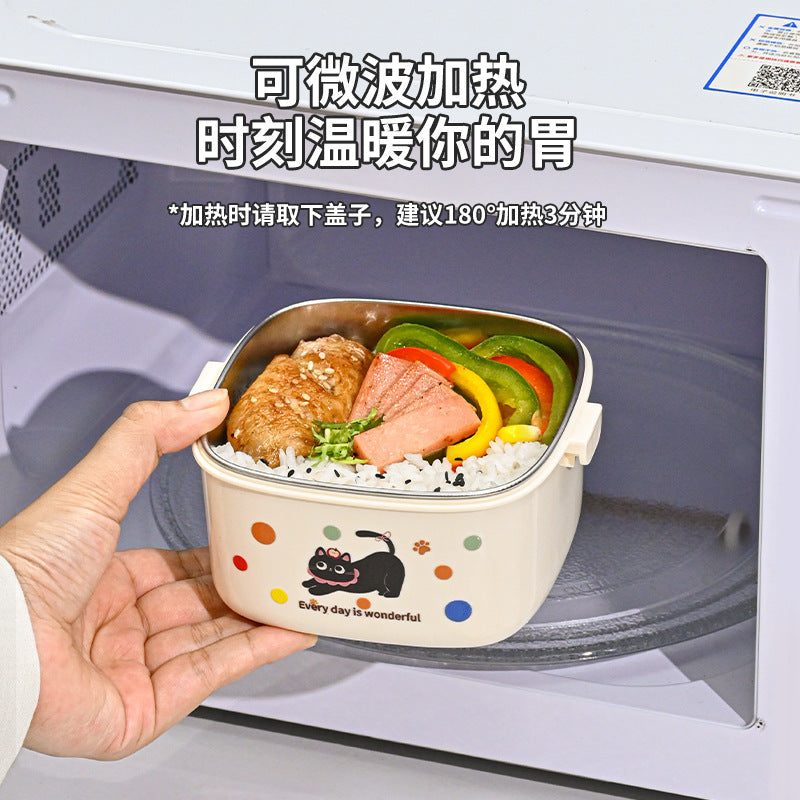 316 Stainless Steel Single-Layer Lunch Box, Microwaveable, Leak-Proof, Multiple Insulated Lunch Boxes with Thermal Bags