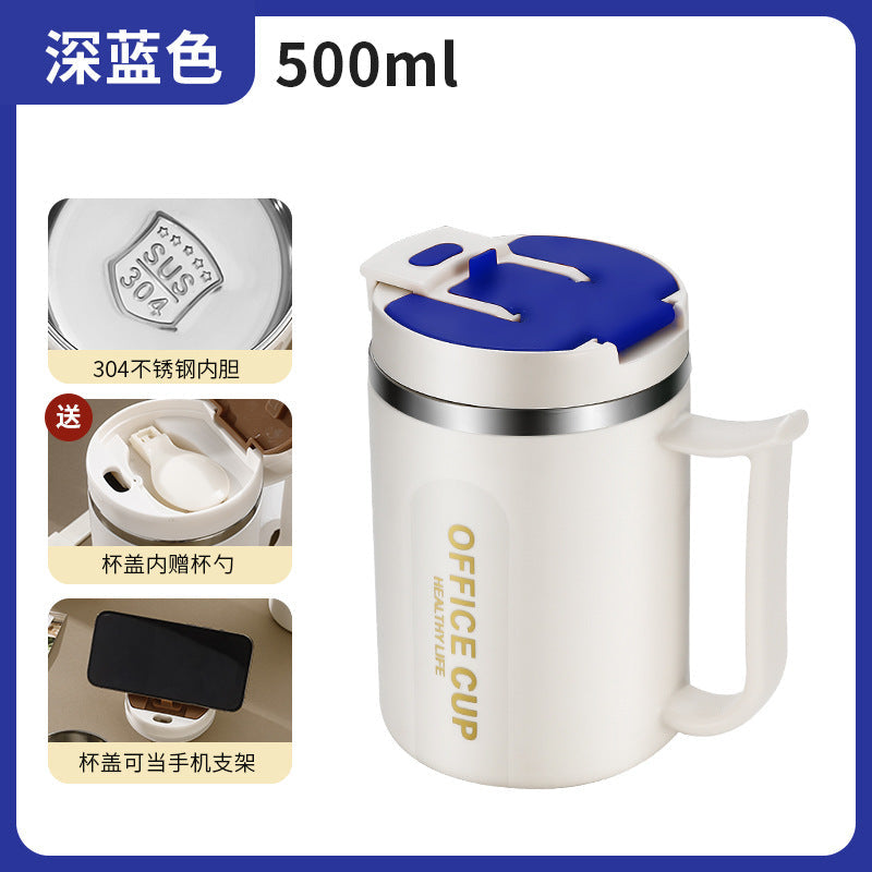 New 304 stainless steel coffee cup office mug cross-border cup men's and women's Tea cup with lid Milk cup