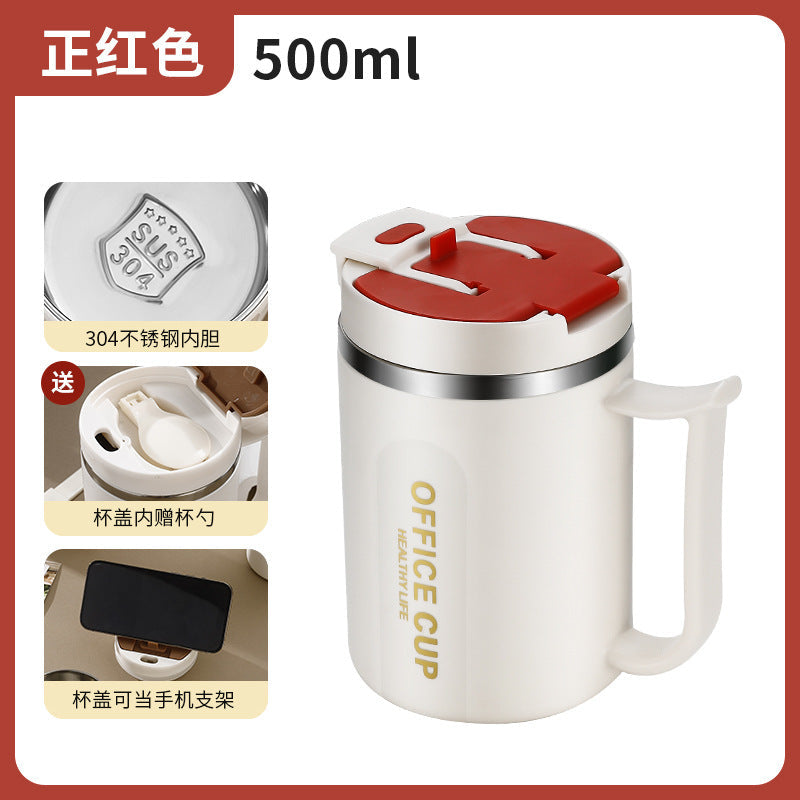 New 304 stainless steel coffee cup office mug cross-border cup men's and women's Tea cup with lid Milk cup