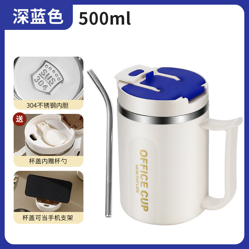 New 304 stainless steel coffee cup office mug cross-border cup men's and women's Tea cup with lid Milk cup