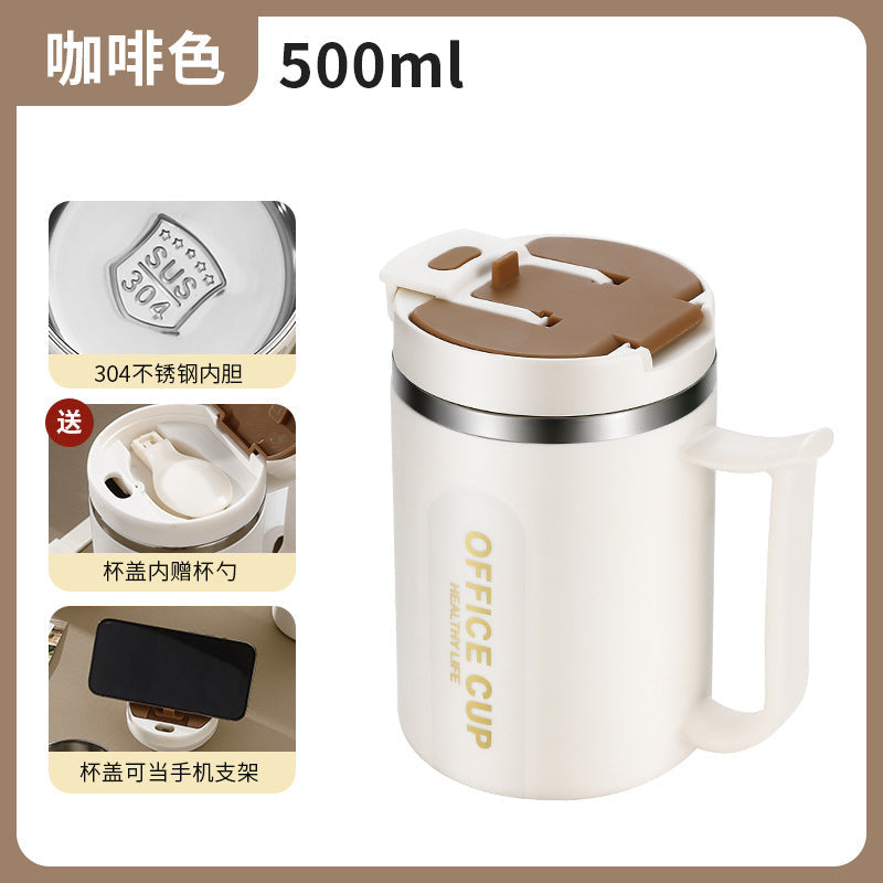 New 304 stainless steel coffee cup office mug cross-border cup men's and women's Tea cup with lid Milk cup