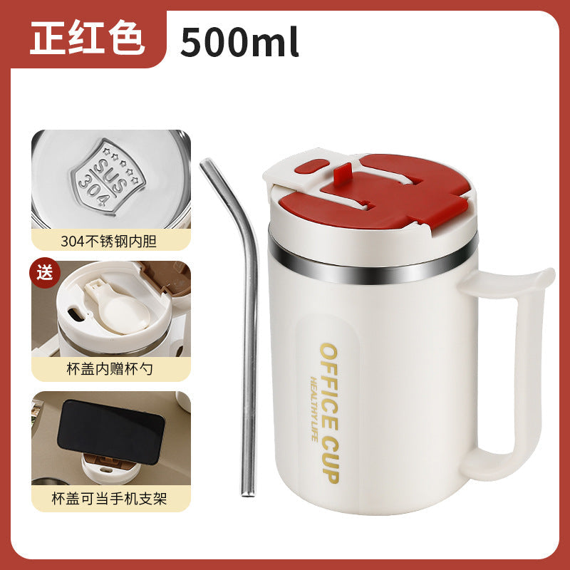 New 304 stainless steel coffee cup office mug cross-border cup men's and women's Tea cup with lid Milk cup
