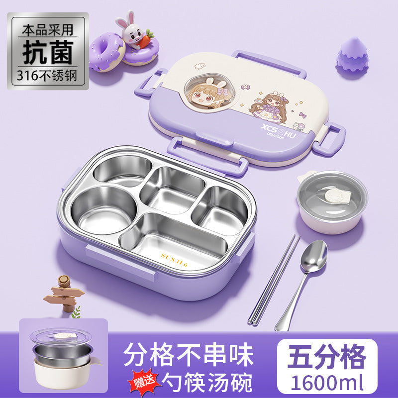 316 Stainless Steel Insulated Lunch Box for Office Workers and Female Students with Rice, Large-Capacity Lunch Box, Microwave Heating