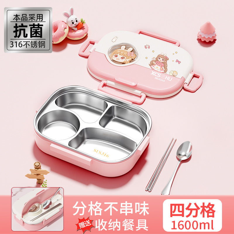 316 Stainless Steel Insulated Lunch Box for Office Workers and Female Students with Rice, Large-Capacity Lunch Box, Microwave Heating