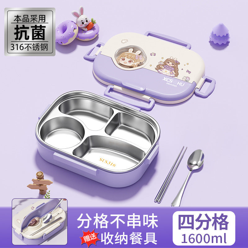 316 Stainless Steel Insulated Lunch Box for Office Workers and Female Students with Rice, Large-Capacity Lunch Box, Microwave Heating