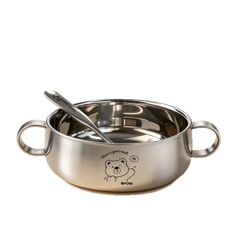 316 Stainless Steel Kids Bowl Baby Feeding Bowl with Two Handles, Anti-Scald & Anti-Drop Meal Soup Bowl for Infants & Toddlers