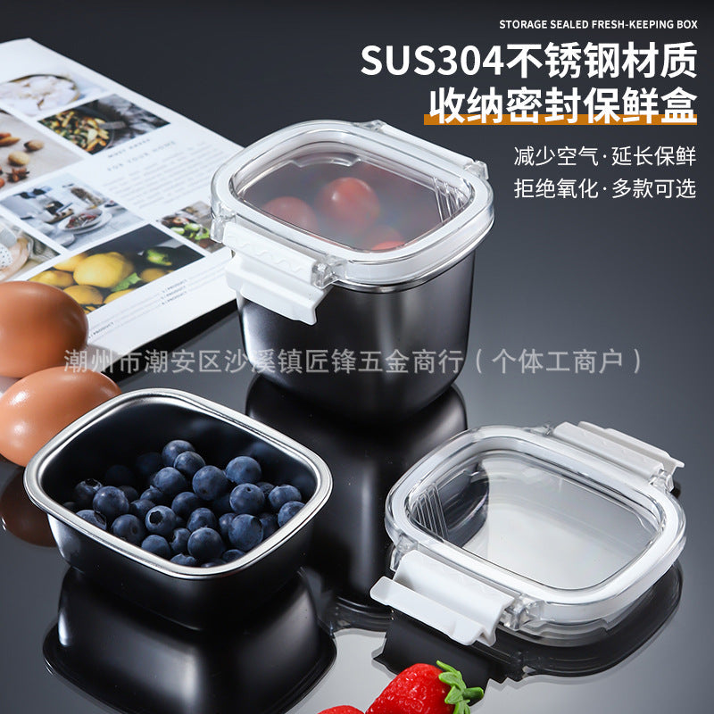 304 Stainless Steel Sealed Food Storage Container with Lid, Spill-Proof Fridge Multi-Purpose Organizer, Outdoor Meal Box & Portion Container, Wholesale