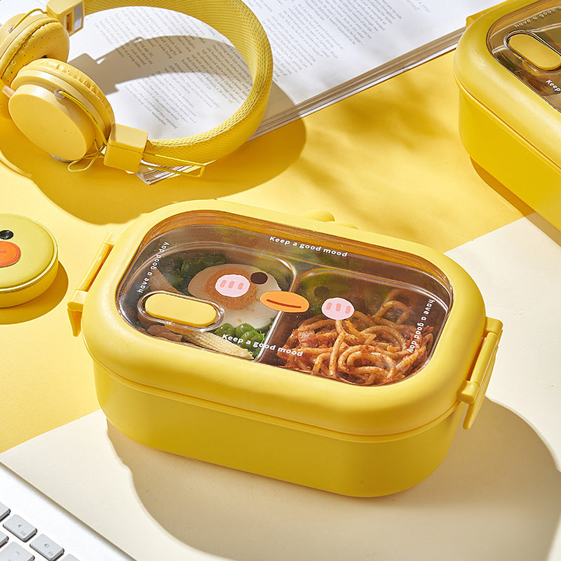 Maimengya Stainless Steel Cartoon Lunch Box Double-Compartment Bento Box for Office Workers and Students, Children's Lunch Box