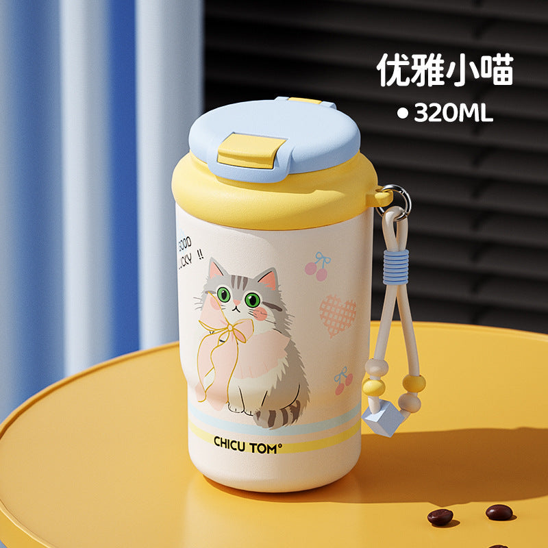 320ml New Style Thermos Cup for Girls, High-Looking 2025 New Style Cute Mini Water Cup, Compact and Portable Coffee Cup