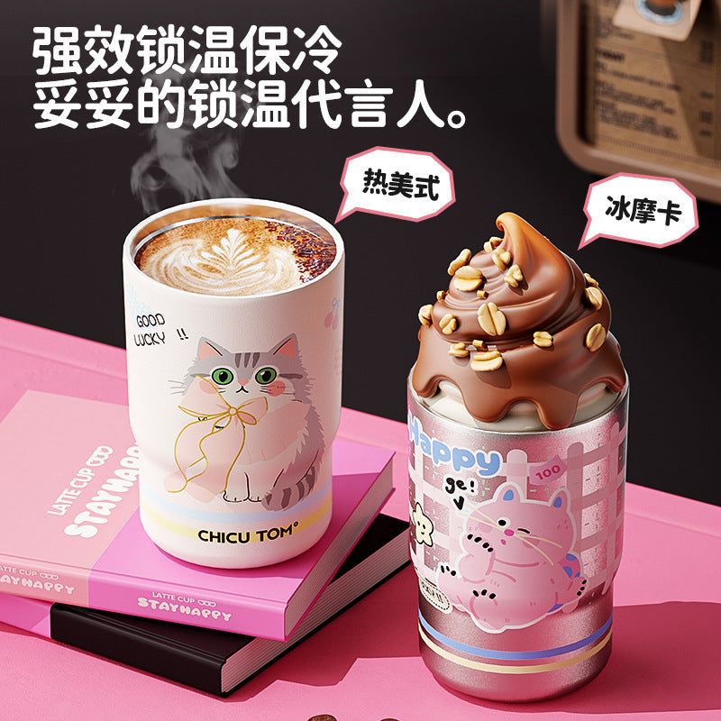 320ml New Style Thermos Cup for Girls, High-Looking 2025 New Style Cute Mini Water Cup, Compact and Portable Coffee Cup