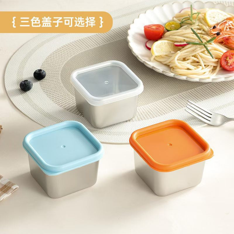 Mini Portable Sauce Cup Seasoning Box Cartoon Bear Plate with Lid Tomato Salad Sauce Cup 304 Stainless Steel