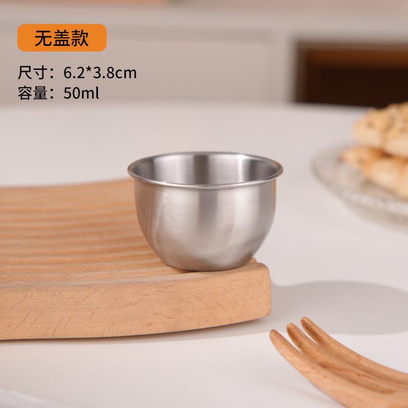 Mini Portable Sauce Cup Seasoning Box Cartoon Bear Plate with Lid Tomato Salad Sauce Cup 304 Stainless Steel
