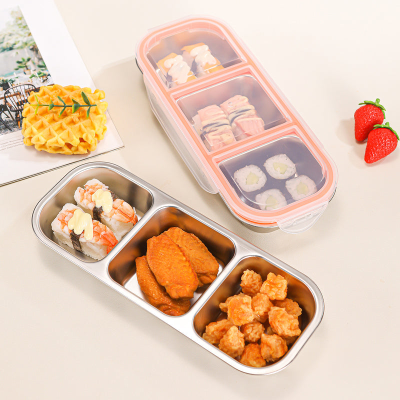 Light Meal Lunch Box, Compartmentalized and Sealed for Carrying, Portion-Controlled Small Bento Box for Weight Loss, 304 Stainless Steel Fruit Preservation Box