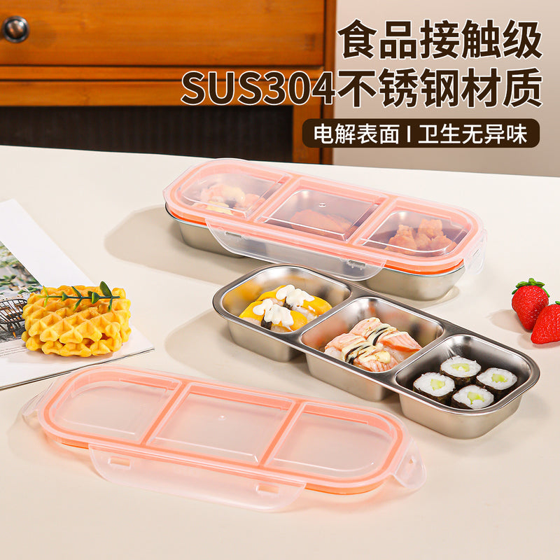 Light Meal Lunch Box, Compartmentalized and Sealed for Carrying, Portion-Controlled Small Bento Box for Weight Loss, 304 Stainless Steel Fruit Preservation Box