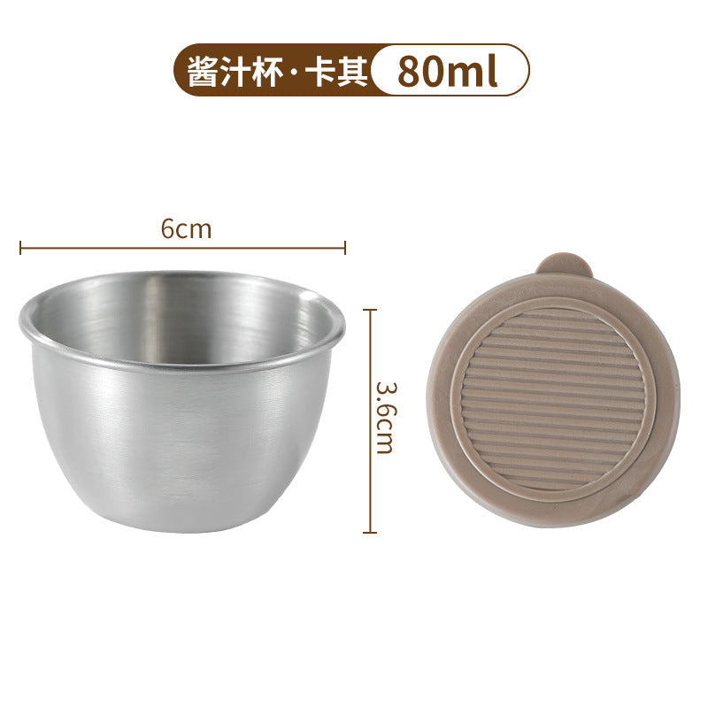 Cross-border Mini 304 Stainless Steel Dip Seasoning Box Cartoon Bear Plate with Lid Tomato Sauce Salad Sauce Cup