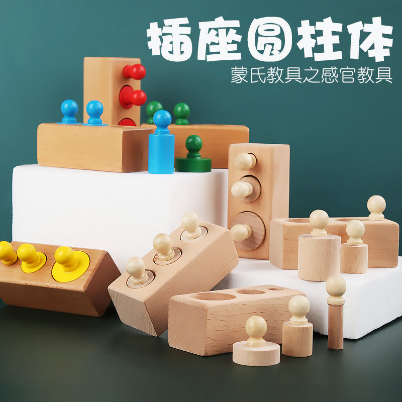 Montessori Montessori Early Education Teaching Aids Socket Cylinder Kindergarten Infant and Young Kidsren Educational Wooden Toys