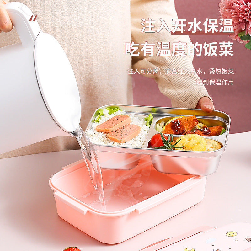 316 stainless steel children's lunch box for male primary school students special bento lunch box drop-resistant compartment girl first grade L