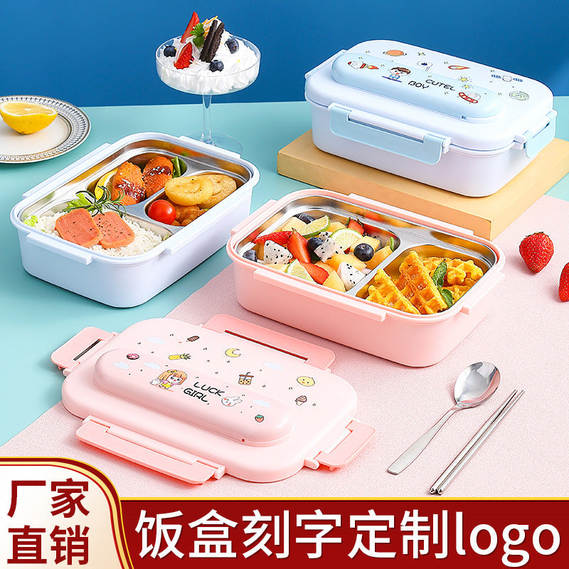 316 stainless steel children's lunch box for male primary school students special bento lunch box drop-resistant compartment girl first grade L