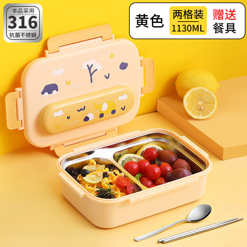 316 stainless steel children's lunch box for male primary school students special bento lunch box drop-resistant compartment girl first grade L