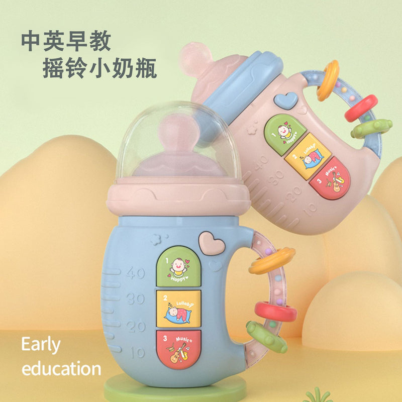 Cross-Border Baby Electric Soothing Bottle Toy, Chewable Teething Rattle, Bilingual Early Education Story Machine, Interactive