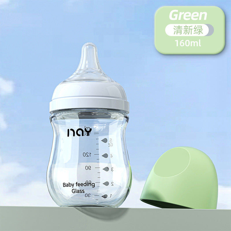 Nuoaiin High Borosilicate Glass Baby Bottle for Newborns, Wide-Caliber, Anti-Colic, Anti-Choking, Manufacturer in Stock, Cross-Border