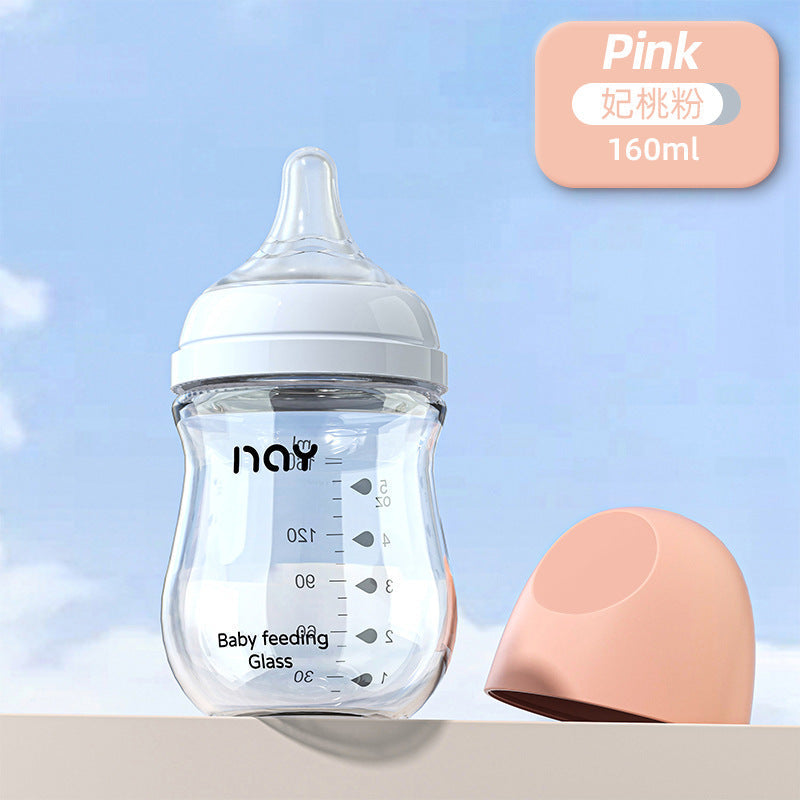 Nuoaiin High Borosilicate Glass Baby Bottle for Newborns, Wide-Caliber, Anti-Colic, Anti-Choking, Manufacturer in Stock, Cross-Border