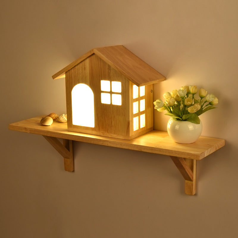 Wall Lamp Bedside Modern Simple Creative Living Room Aisle Corridor Home Wooden Art Children's Bedroom Japanese Decorative Wall Lamp