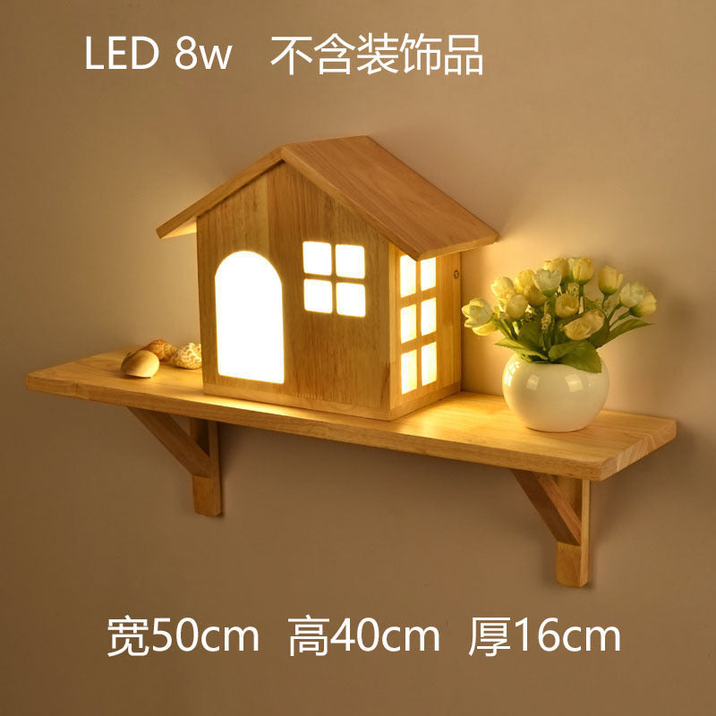 Wall Lamp Bedside Modern Simple Creative Living Room Aisle Corridor Home Wooden Art Children's Bedroom Japanese Decorative Wall Lamp